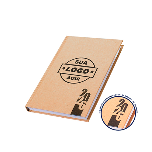 Agenda diária , capa dura em kraft , marcador de pagina em cetm, paginas dedicadas a dados pessoais, orçamentos, planejamento mnsal e mapas. Formato 14,1x20,5 cm